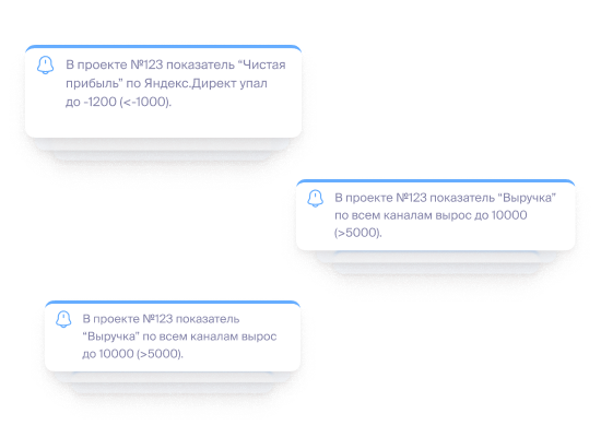 Получайте уведомления при изменении показателей